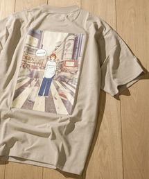 【a】天竺バックプリント クルーネック半袖BIG Tシャツ