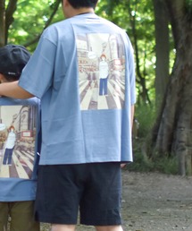 【a】天竺バックプリント クルーネック半袖BIG Tシャツ