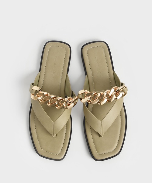 CHARLES & KEITH（チャールズ & キース）の「チェーンストラップ トングサンダル / Chain Strap Thong Sandals（サンダル・レディース・ホワイト/ブラック/ライトベージュ・22.5cm/23cm/23.5cm/24.5cm/25cm/25.5cm）」の9枚目の写真