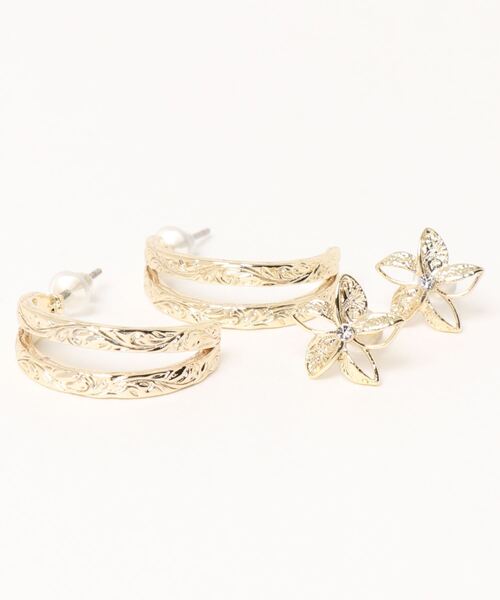 Kahiko(カヒコ)の「【Kahiko】プルメリア&フープセットピアス(ピアス(両耳用)・レディース・シルバー/ゴールド・FREE)」の2枚目の写真