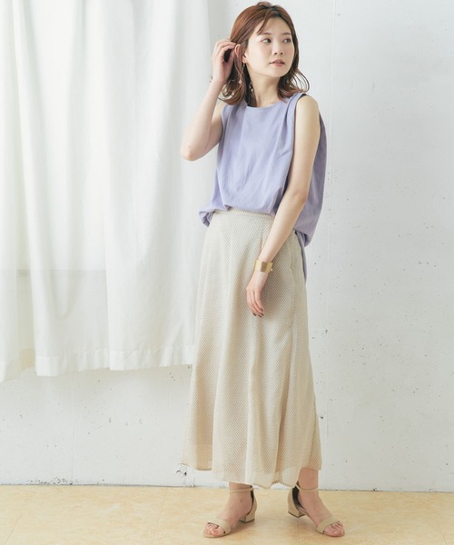 URBAN RESEARCH ROSSO（アーバンリサーチロッソ）の「『UR GREEN』タックノースリーブプルオーバー（Tシャツ/カットソー・レディース・チャコールグレー/ライトベージュ/パープル系その他・FREE）」の6枚目の写真