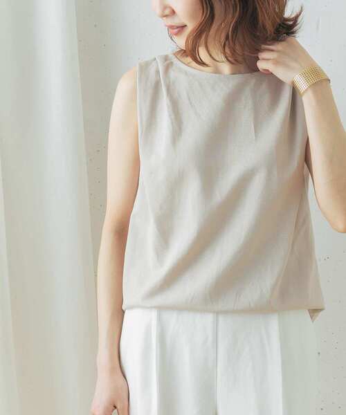 URBAN RESEARCH ROSSO（アーバンリサーチロッソ）の「『UR GREEN』タックノースリーブプルオーバー（Tシャツ/カットソー・レディース・チャコールグレー/ライトベージュ/パープル系その他・FREE）」の7枚目の写真