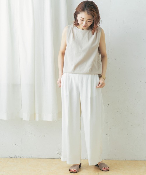 URBAN RESEARCH ROSSO（アーバンリサーチロッソ）の「『UR GREEN』タックノースリーブプルオーバー（Tシャツ/カットソー・レディース・チャコールグレー/ライトベージュ/パープル系その他・FREE）」の9枚目の写真