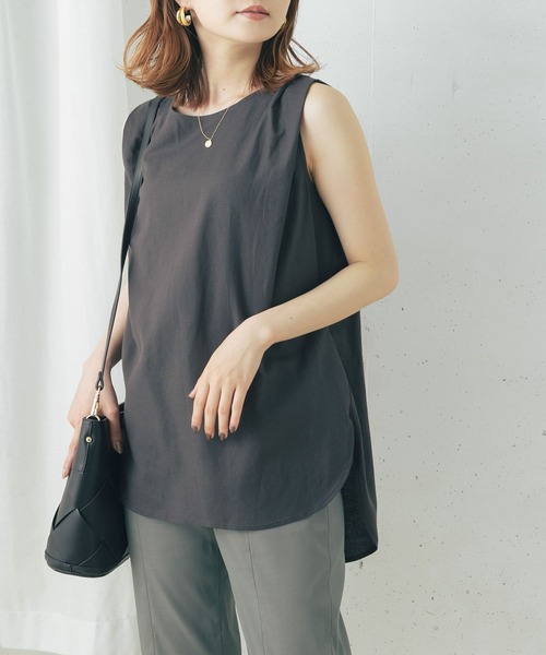 URBAN RESEARCH ROSSO（アーバンリサーチロッソ）の「『UR GREEN』タックノースリーブプルオーバー（Tシャツ/カットソー・レディース・チャコールグレー/ライトベージュ/パープル系その他・FREE）」の12枚目の写真