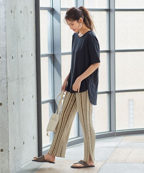 【新品未使用】Juemi リブ編みカーキニットパンツ juemiニットパンツアウトレット 価格