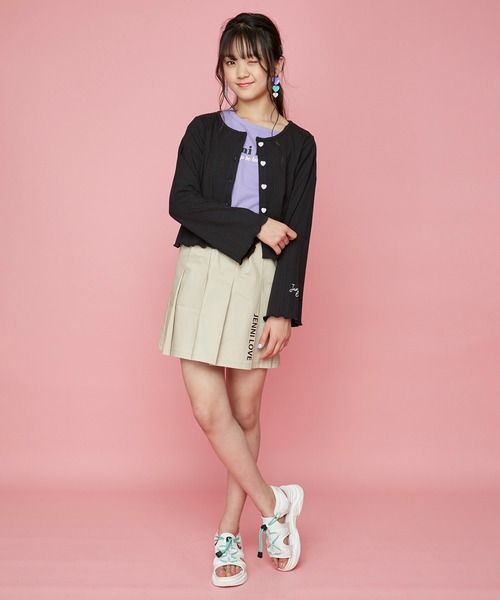 JENNI love（ジェニィラブ）の「接触冷感ランダムピッチテレコカーデ（カーディガン/ボレロ・キッズ・ブラック/ブラウン・130cm/140cm/150cm/160cm）」の6枚目の写真