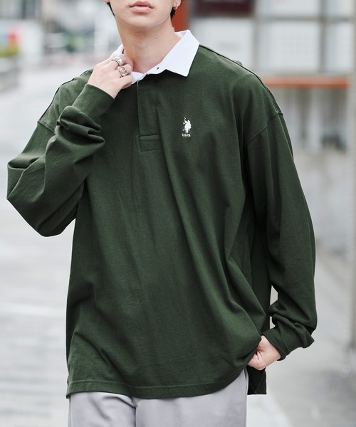 U.S. POLO ASSN.(ユーエスポロアッスン)の「U.S. POLO ASSN. /ユーエスポロアッスン 別注 ワンポイント刺繍 オーバーサイズ ラガーシャツ(ポロシャツ・メンズ・ブラック/ダークグリーン/ベージュ/ネイビー/ブラウン/カーキ/ブルーグレー/ワインレッド・M/L)」の5枚目の写真