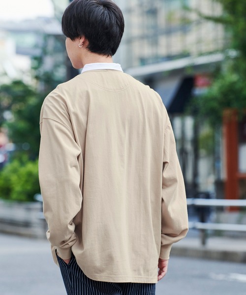古着　長袖ポロシャツ　ラガーシャツ　ベージュ　刺繍ロゴ　POLOASSN 古着 長袖ポロシャツ ラガーシャツ ベージュ 刺繍ロゴ POLOASSN