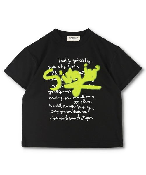 RADCHAP(ラッドチャップ)の「【RADCHAPプチプラ】スプレーロゴプリントTシャツ(Tシャツ/カットソー・キッズ・オフホワイト/ブラック・90cm/110cm/140cm/150cm/130cm/100cm/120cm)」の14枚目の写真