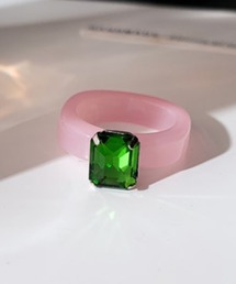 KOR | カラーストーン付き クリアリング(ネックレス)