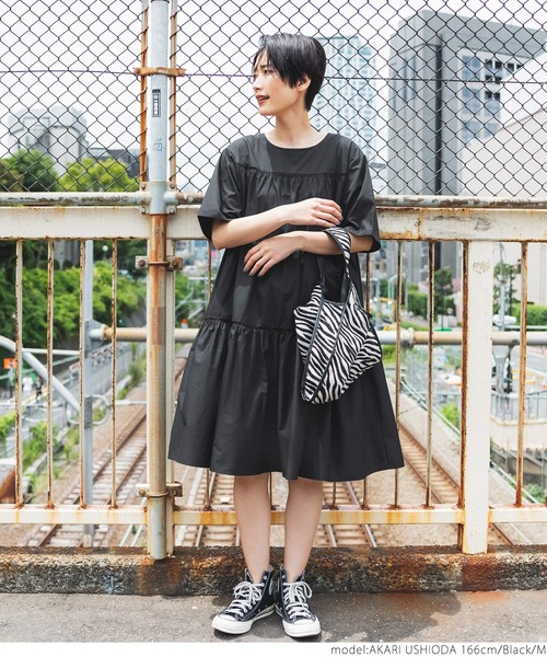 coca（coca）（コカ）の「はしごレースティアードミニワンピ（ワンピース・レディース・ブラック/イエロー・M/L）」の3枚目の写真