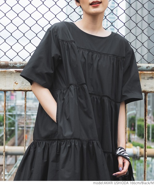 coca（coca）（コカ）の「はしごレースティアードミニワンピ（ワンピース・レディース・ブラック/イエロー・M/L）」の5枚目の写真