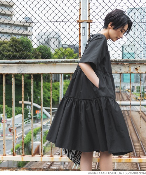coca（coca）（コカ）の「はしごレースティアードミニワンピ（ワンピース・レディース・ブラック/イエロー・M/L）」の6枚目の写真