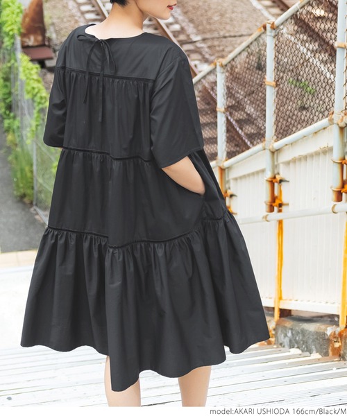 coca（coca）（コカ）の「はしごレースティアードミニワンピ（ワンピース・レディース・ブラック/イエロー・M/L）」の7枚目の写真