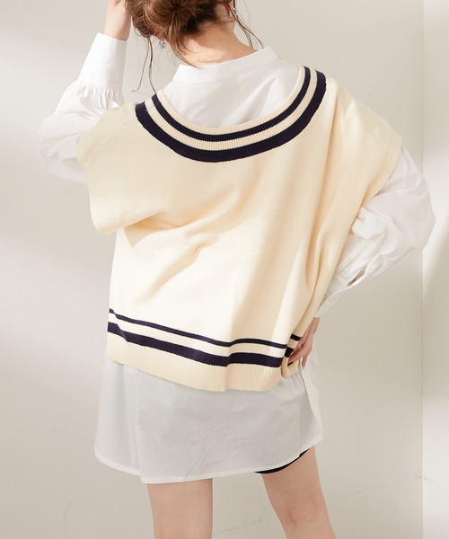 Chico（チコ）の「【新色追加】Vラインベスト+チュニックセット（シャツ/ブラウス・レディース・ホワイト/ブラック/グレー/ブラウン・FREE）」の10枚目の写真