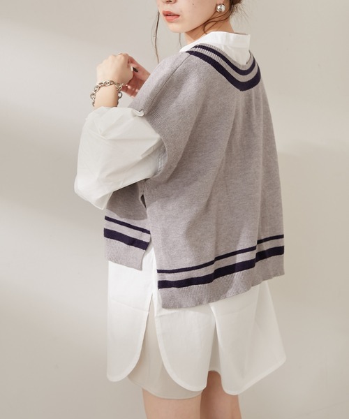 Chico（チコ）の「【新色追加】Vラインベスト+チュニックセット（シャツ/ブラウス・レディース・ホワイト/ブラック/グレー/ブラウン・FREE）」の21枚目の写真