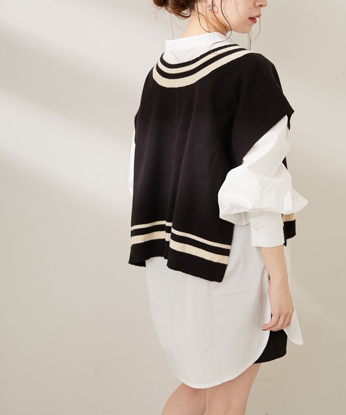 Chico（チコ）の「【新色追加】Vラインベスト+チュニックセット（シャツ/ブラウス・レディース・ホワイト/ブラック/グレー/ブラウン・FREE）」の16枚目の写真