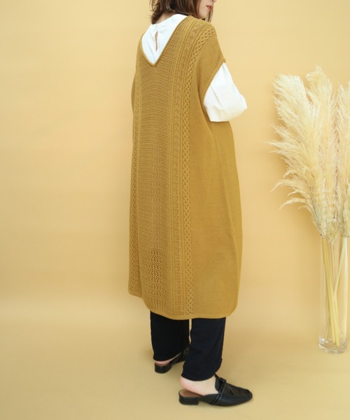 slowmelly（スローメリー）の「3way ニットジレワンピース（ワンピース・レディース・ライトベージュ/キャメル・FREE）」の3枚目の写真
