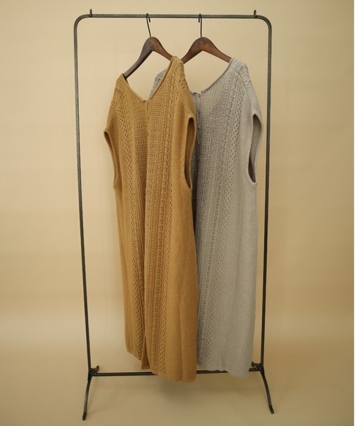 slowmelly（スローメリー）の「3way ニットジレワンピース（ワンピース・レディース・ライトベージュ/キャメル・FREE）」の10枚目の写真
