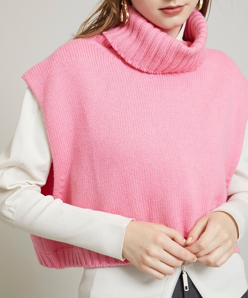 JANE SMITH / JOHN SMITH（ジェーンスミスジョンスミス）の「【JANE SMITH(ジェーンスミス)】タートルネックショートレングス 21WKN-#819S（ベスト・レディース・ブラック/ピンク・SMALL）」の3枚目の写真