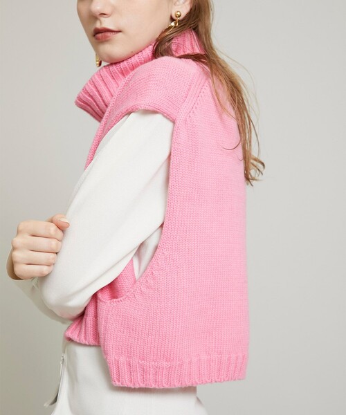 JANE SMITH / JOHN SMITH（ジェーンスミスジョンスミス）の「【JANE SMITH(ジェーンスミス)】タートルネックショートレングス 21WKN-#819S（ベスト・レディース・ブラック/ピンク・SMALL）」の7枚目の写真