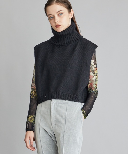 JANE SMITH / JOHN SMITH（ジェーンスミスジョンスミス）の「【JANE SMITH(ジェーンスミス)】タートルネックショートレングス 21WKN-#819S（ベスト・レディース・ブラック/ピンク・SMALL）」の2枚目の写真