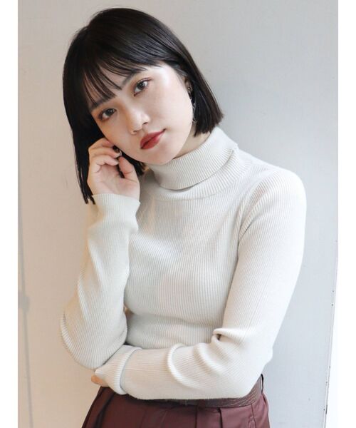 MURUA(ムルーア)の「ルーズネックミニマルタートル(ニット/セーター・レディース・ブラック/グリーン/アイボリー/モカ・FREE)」の16枚目の写真