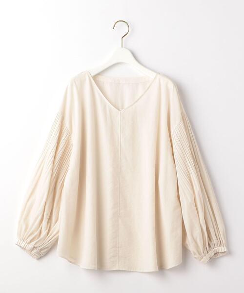 green label relaxing(グリーンレーベルリラクシング)の「プリーツ スリーブ Vネック ブラウス(シャツ/ブラウス・レディース・ブラック/オフホワイト/ライラック・FREE)」の18枚目の写真