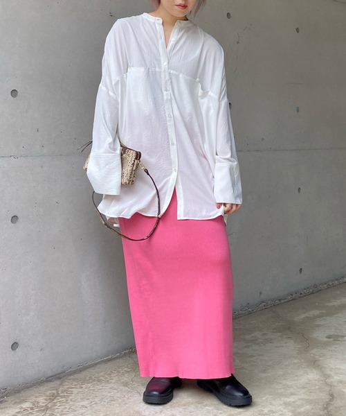 DouDou（ドゥドゥ）の「ワイドチュニックシャツ（シャツ/ブラウス・レディース・ブラック/オフホワイト/ピンク・FREE）」の12枚目の写真