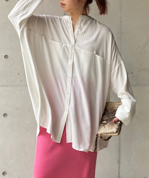 DouDou（ドゥドゥ）の「ワイドチュニックシャツ（シャツ/ブラウス・レディース・ブラック/オフホワイト/ピンク・FREE）」の16枚目の写真