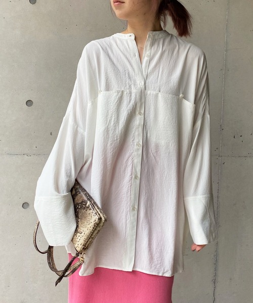 DouDou（ドゥドゥ）の「ワイドチュニックシャツ（シャツ/ブラウス・レディース・ブラック/オフホワイト/ピンク・FREE）」の21枚目の写真