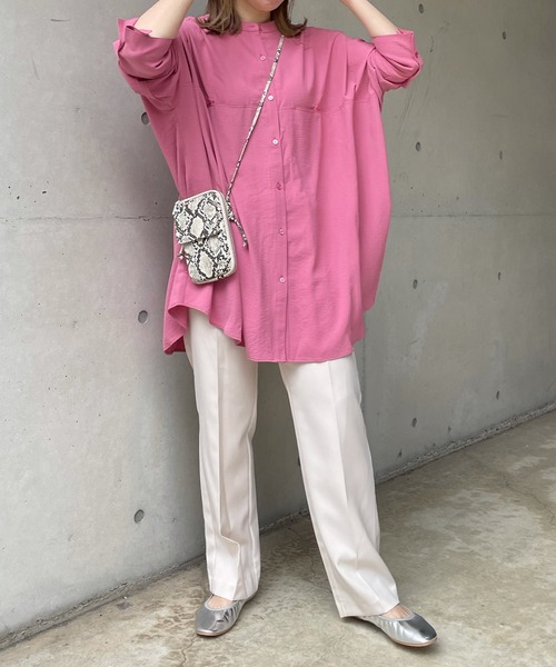 DouDou（ドゥドゥ）の「ワイドチュニックシャツ（シャツ/ブラウス・レディース・ブラック/オフホワイト/ピンク・FREE）」の17枚目の写真