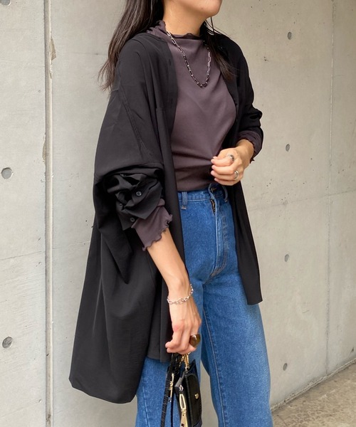 DouDou（ドゥドゥ）の「ワイドチュニックシャツ（シャツ/ブラウス・レディース・ブラック/オフホワイト/ピンク・FREE）」の7枚目の写真