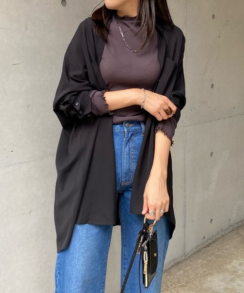 DouDou（ドゥドゥ）の「ワイドチュニックシャツ（シャツ/ブラウス・レディース・ブラック/オフホワイト/ピンク・FREE）」の11枚目の写真