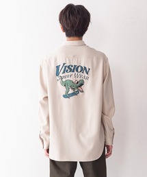 【VISION STREET WEAR/ビジョンストリートウェア】恐竜バック刺繍ルーズワークシャツ