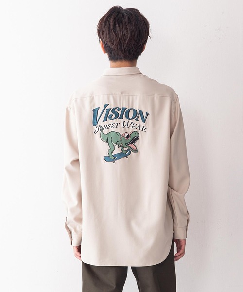 VISION STREET WEAR(ヴィジョンストリートウェア)の「【VISION STREET WEAR/ビジョンストリートウェア】恐竜バック刺繍ルーズワークシャツ(シャツ/ブラウス・メンズ・チャコールグレー/ネイビー/アイボリー・LARGE/X-LARGE/MEDIUM)」の3枚目の写真