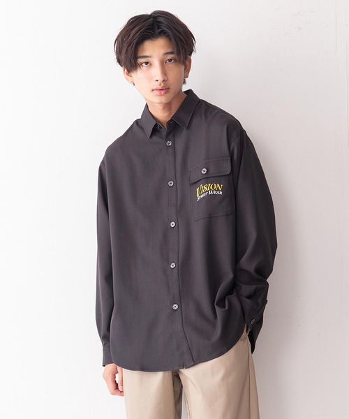 VISION STREET WEAR(ヴィジョンストリートウェア)の「【VISION STREET WEAR/ビジョンストリートウェア】恐竜バック刺繍ルーズワークシャツ(シャツ/ブラウス・メンズ・チャコールグレー/ネイビー/アイボリー・LARGE/X-LARGE/MEDIUM)」の7枚目の写真