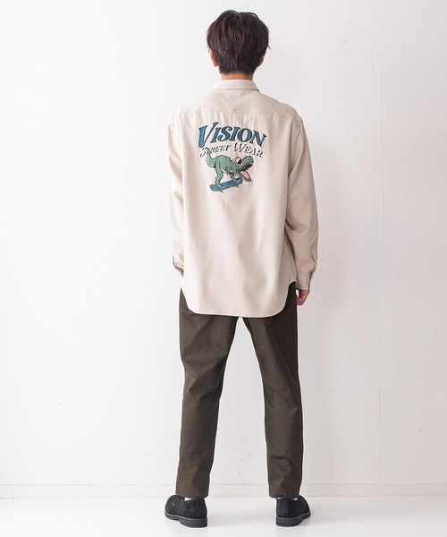 VISION STREET WEAR(ヴィジョンストリートウェア)の「【VISION STREET WEAR/ビジョンストリートウェア】恐竜バック刺繍ルーズワークシャツ(シャツ/ブラウス・メンズ・チャコールグレー/ネイビー/アイボリー・LARGE/X-LARGE/MEDIUM)」の11枚目の写真