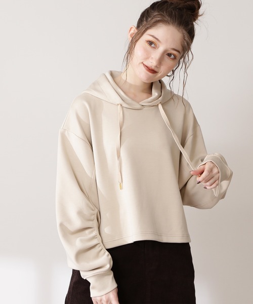 N.（N. Natural Beauty Basic）（エヌエヌナチュラルビューティーベーシック）の「◆ボリュームスリーブフーディーカットソー（Tシャツ/カットソー・レディース・チャコールグレー/ライトベージュ/ブルー・MEDIUM）」の2枚目の写真