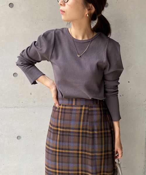 CAPRICIEUX LE'MAGE（カプリシューレマージュ）の「肩タックリブロンT（Tシャツ/カットソー・レディース・チャコールグレー/ブラック/ブラウン/アイボリー・FREE）」の13枚目の写真