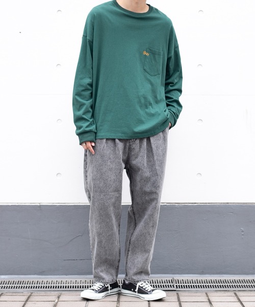 PairPair（ペアペア）の「ケミカルルーズデニム(ユニセックス)（デニムパンツ・レディース・ブラック/サックスブルー・MEDIUM/LARGE）」の4枚目の写真