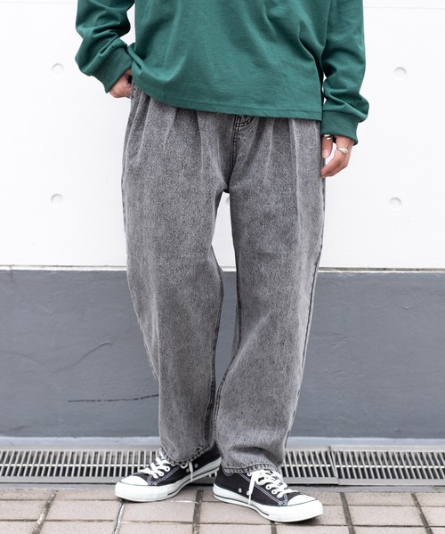 PairPair（ペアペア）の「ケミカルルーズデニム(ユニセックス)（デニムパンツ・レディース・ブラック/サックスブルー・MEDIUM/LARGE）」の18枚目の写真