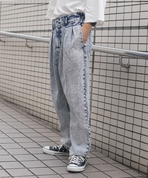 PairPair（ペアペア）の「ケミカルルーズデニム(ユニセックス)（デニムパンツ・レディース・ブラック/サックスブルー・MEDIUM/LARGE）」の14枚目の写真