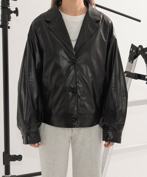 kutir（クティール）の「合成皮革ジャケット（テーラードジャケット・レディース・ブラック/キャメル・FREE）」の6枚目の写真