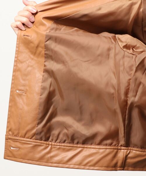 kutir（クティール）の「合成皮革ジャケット（テーラードジャケット・レディース・ブラック/キャメル・FREE）」の5枚目の写真