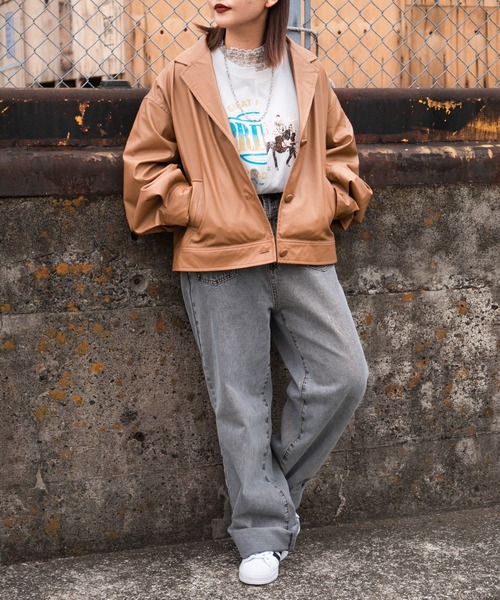 kutir（クティール）の「合成皮革ジャケット（テーラードジャケット・レディース・ブラック/キャメル・FREE）」の13枚目の写真