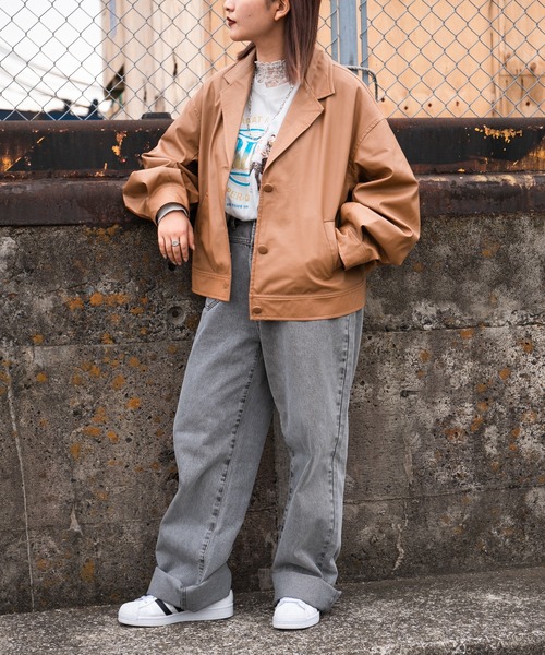 kutir（クティール）の「合成皮革ジャケット（テーラードジャケット・レディース・ブラック/キャメル・FREE）」の12枚目の写真