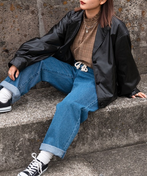 kutir（クティール）の「合成皮革ジャケット（テーラードジャケット・レディース・ブラック/キャメル・FREE）」の17枚目の写真