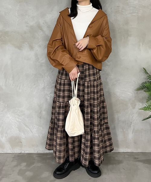 kutir（クティール）の「合成皮革ジャケット（テーラードジャケット・レディース・ブラック/キャメル・FREE）」の21枚目の写真