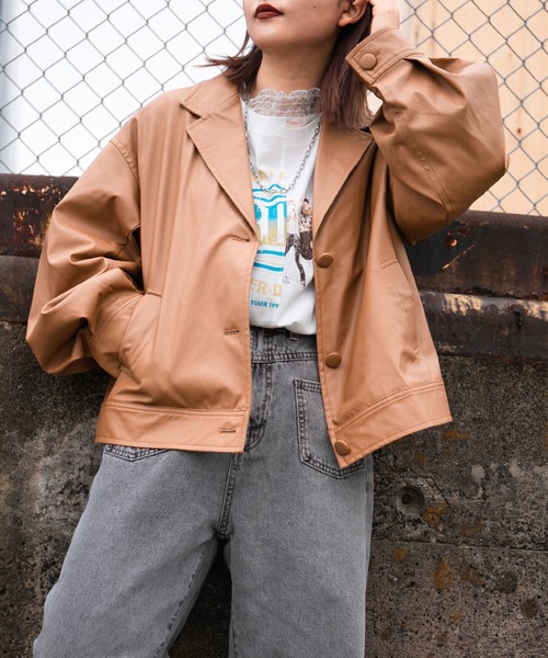 kutir（クティール）の「合成皮革ジャケット（テーラードジャケット・レディース・ブラック/キャメル・FREE）」の22枚目の写真